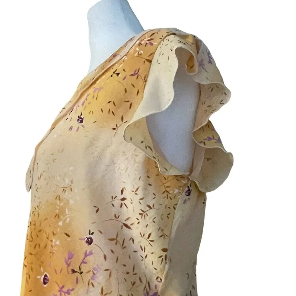 VTG Whimsy Fairy Top Skirt Matching Set WOMENS SIZE 12 Y2k Yellw Ornge Hanky Hem
